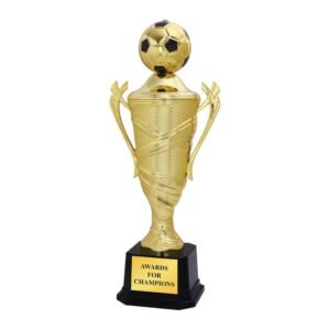 Football Cup Trophy with Handles – Gold & Black, 4 Sizes