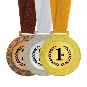 Laurel Medal 75mm with Satin Ribbon Gold Silver Bronze