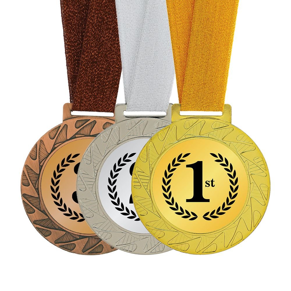 Laurel Medal 75mm with Satin Ribbon Gold Silver Bronze