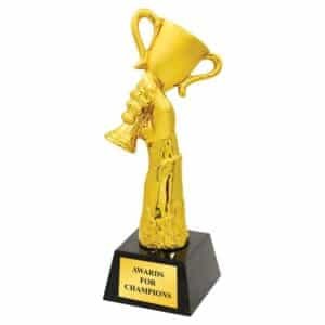 Gold Hand Holding Cup Trophy