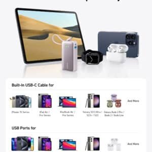 Anker Nano Power Bank 10000mAh 30W with Built-In USB-C Cable