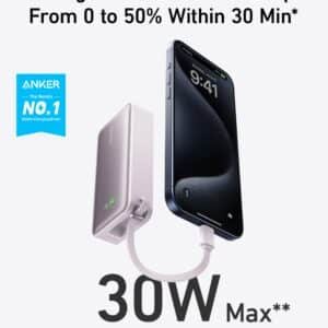 Anker Nano Power Bank 10000mAh 30W with Built-In USB-C Cable