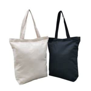 Canvas Zip Tote Bag Natural and Black