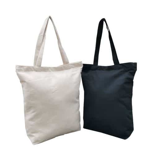 Canvas Zip Tote Bag Natural and Black