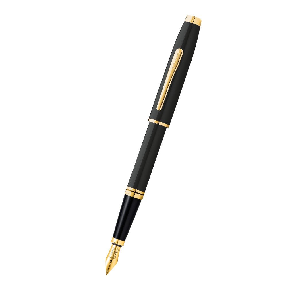 Cross Coventry Black Lacquer Fountain Pen with Gold-Tone Trim – Fine Nib
