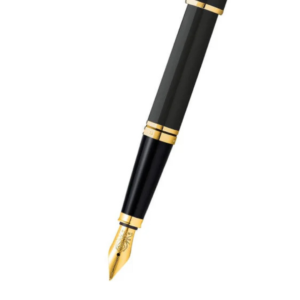 Cross Coventry Black Lacquer Fountain Pen with Gold-Tone Trim – Fine Nib