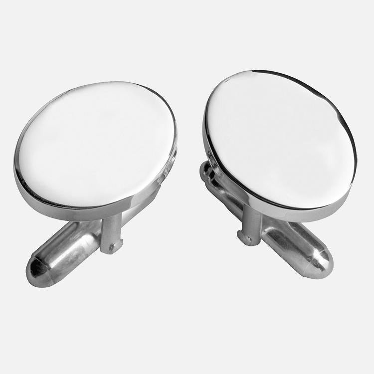 Plain Oval Sterling Silver Cufflinks