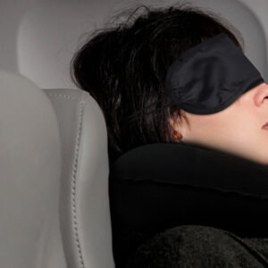 Inflatable Travel Comfort Kit with Neck Pillow, Eye Mask and Pouch