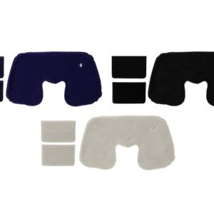 Inflatable Travel Comfort Kit with Neck Pillow, Eye Mask and Pouch