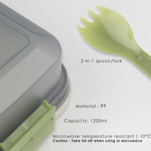 LETUS 5-Compartment Lunch Box with Spork – 1200ml