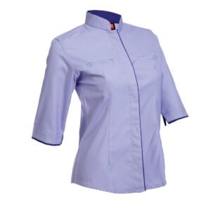Ladies Mandarin Collar Corporate Blouse 3/4 Sleeve with Contrast Piping
