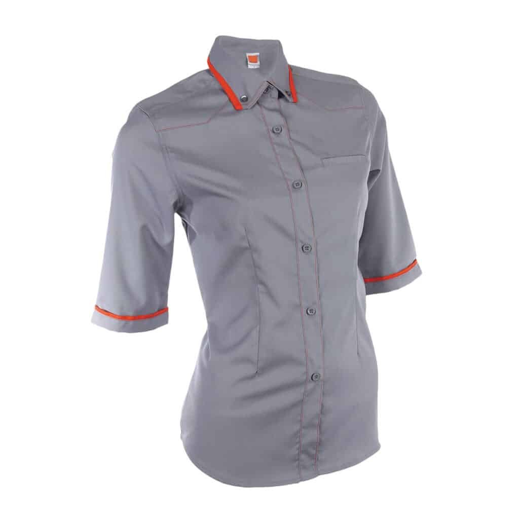 Ladies Corporate Uniform Shirt 3/4 Sleeve with Contrast Collar Tipping