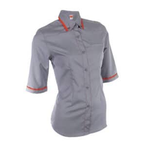 Ladies Corporate Uniform Shirt 3/4 Sleeve with Contrast Collar Tipping