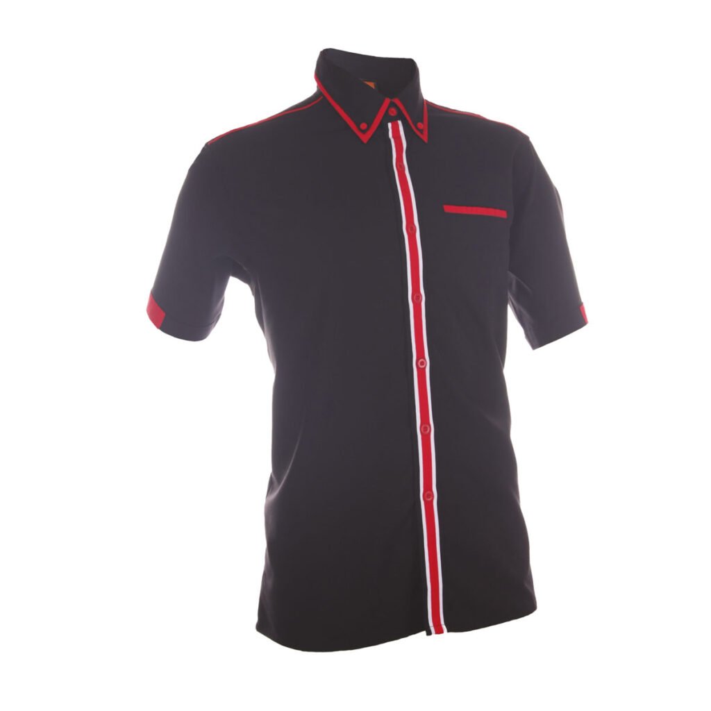 Unisex Corporate Shirt Short Sleeve with Contrast Placket Stripe