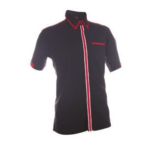 Unisex Corporate Shirt Short Sleeve with Contrast Placket Stripe