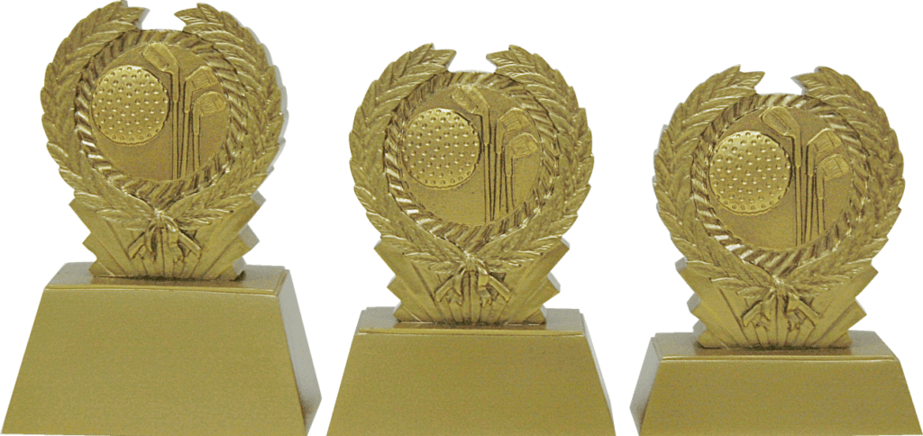 Golf Laurel Trophy in Gold Fiber – 3 Sizes