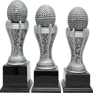 Golf Ball Trophy with Ornate Silver Column – 3 Sizes