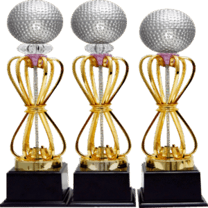 Tall Golf Ball Trophy with Gold Open-Frame Column – Up to 460mm