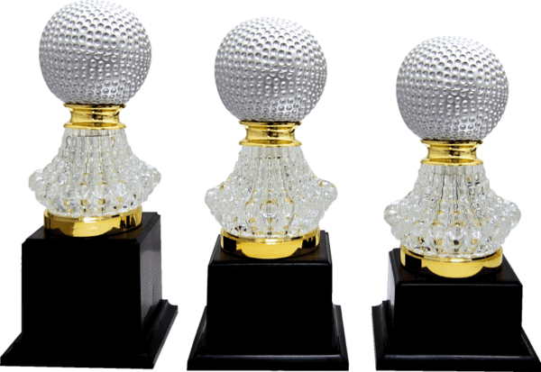 Golf Ball Trophy on Crystal Glass Stand – 3 Sizes