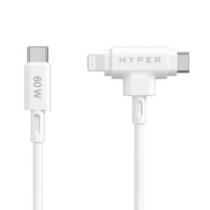 HyperJuice USB-C and Lightning Hybrid Charging Cable 1.5m – White