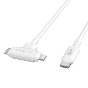 HyperJuice USB-C and Lightning Hybrid Charging Cable 1.5m – White
