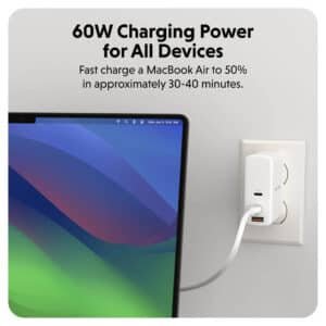 HyperJuice 60W Silicone USB-C to USB-C Cable 1.5m – White