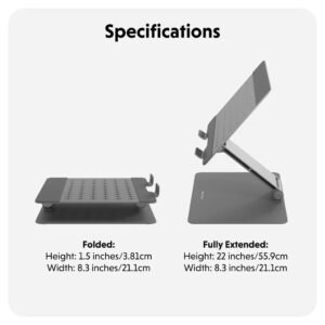 HyperSpace™ Adjustable Foldable Laptop Stand – Space Grey