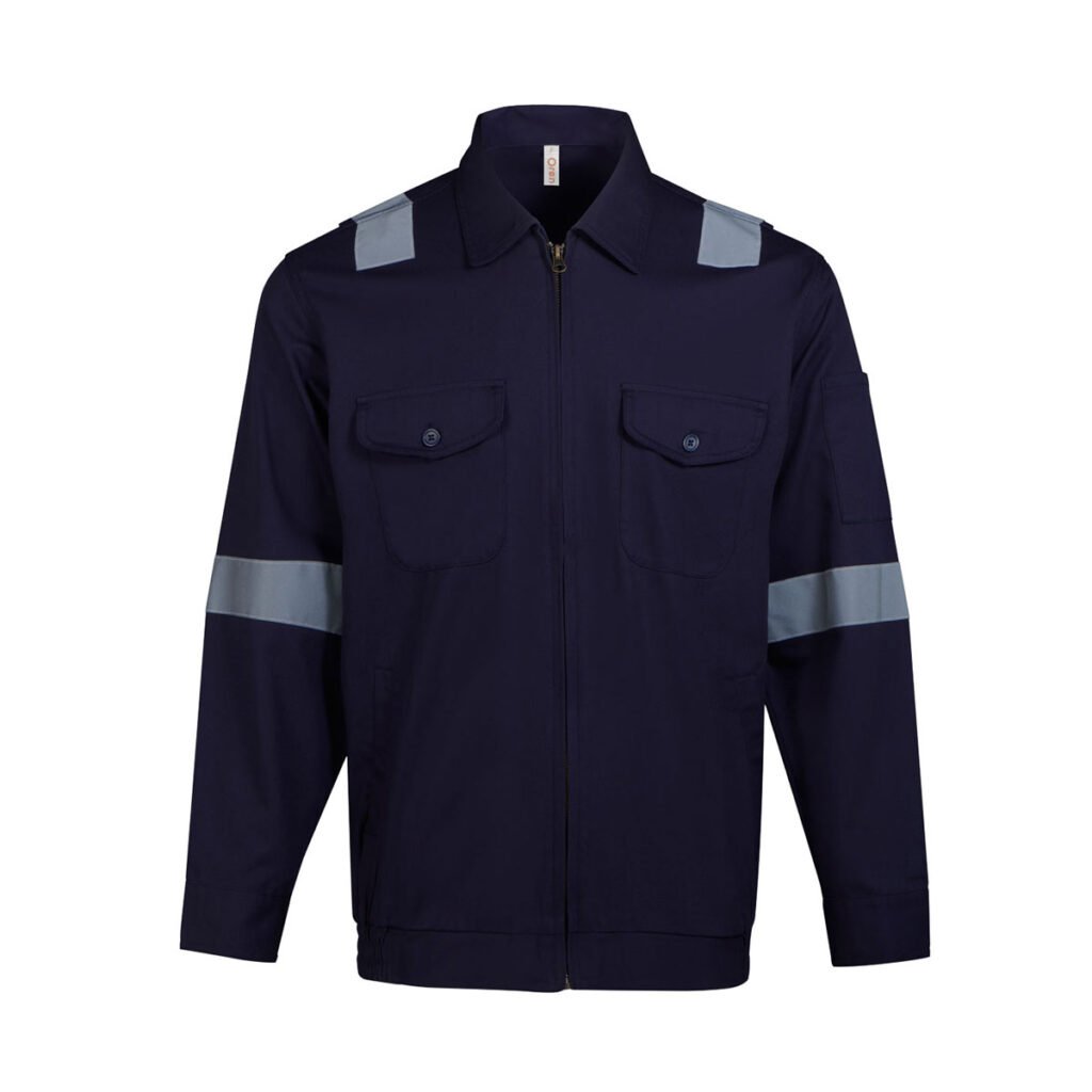Custom Work Jacket with Reflective Tape – 100% Cotton 200GSM