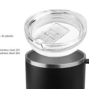 Custom Stainless Steel Coffee Mug with Slide Lid & Handle