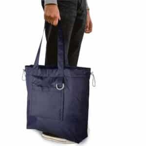 NILOU Drawstring Shopping Bag with Velcro Pocket