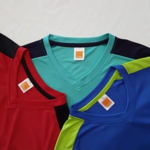 Custom Quick Dry V-Neck T-Shirt with Contrast Shoulders – Cut and Sew