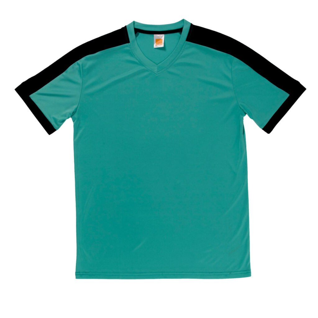 Custom Quick Dry V-Neck T-Shirt with Contrast Shoulders – Cut and Sew