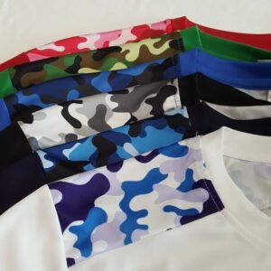 Custom Quick Dry T-Shirt with Camo Shoulder Panels – Polyester Interlock