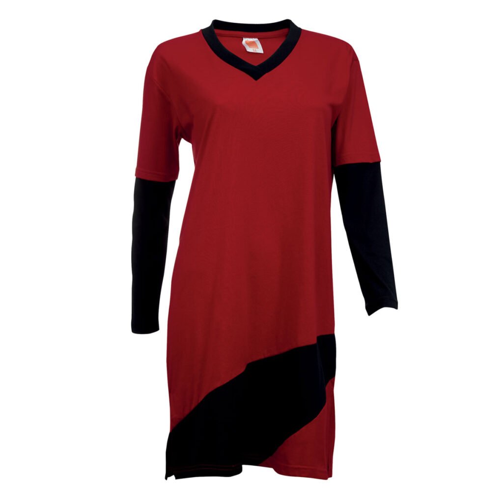 Custom Muslimah V-Neck Long Sleeve Tee with Asymmetric Panel