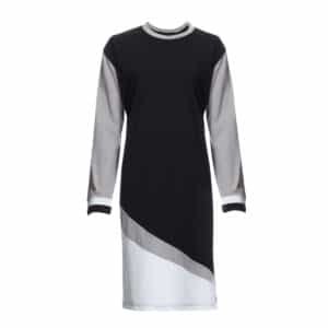 Custom Muslimah Round Neck Long Sleeve Tee with Asymmetric Hem Block