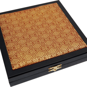 Songket Wooden Box with Floral Aluminium Plate – 235mm