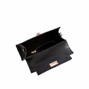 Structured Top-Handle Handbag in Houndstooth Leopard Black and White