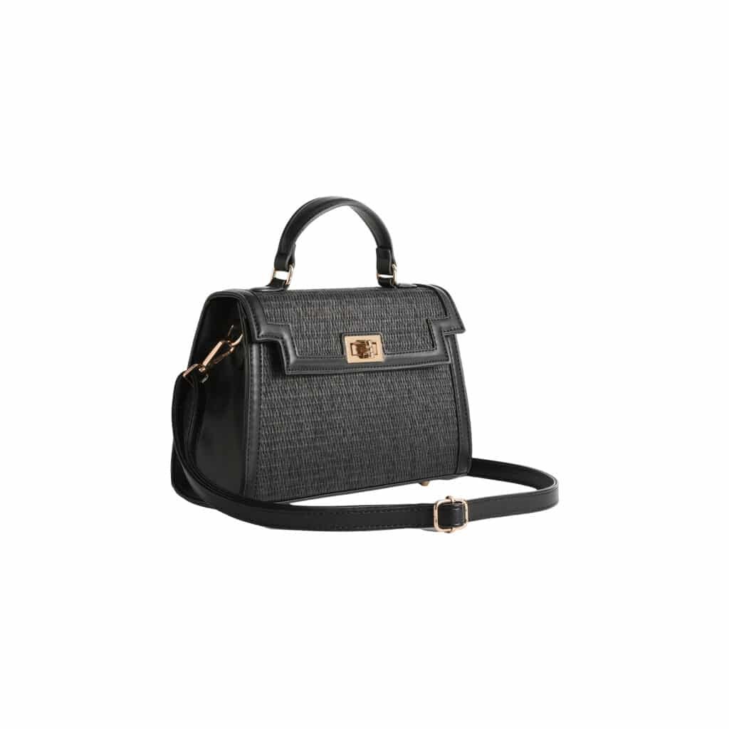 Woven Texture Top-Handle Handbag – Black or Brown