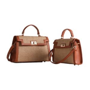 Woven Texture Top-Handle Handbag – Black or Brown