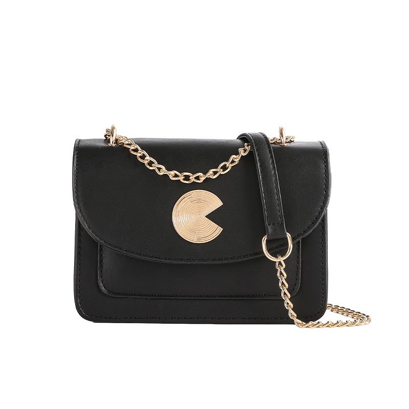 PU Leather Chain Sling Bag – Black or Natural