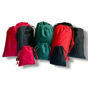 Velvet Drawstring Pouch – 4 Sizes, Black, Green or Red