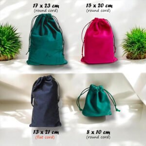 Velvet Drawstring Pouch – 4 Sizes, Black, Green or Red