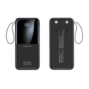 PINENG 10,000mAh Power Bank with Built-In Cables and LED Display