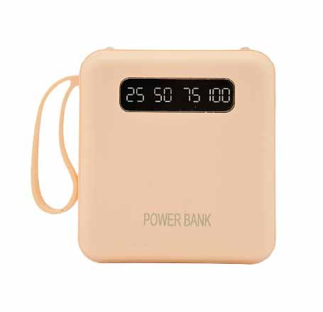 Compact 10,000mAh Power Bank with LED Display and Strap