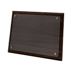 Wooden Plaque with Clear Glass Panel on Standoffs