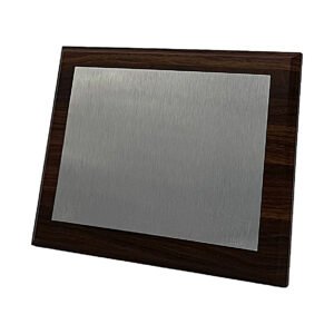 Wooden Plaque with Brushed Silver Plate
