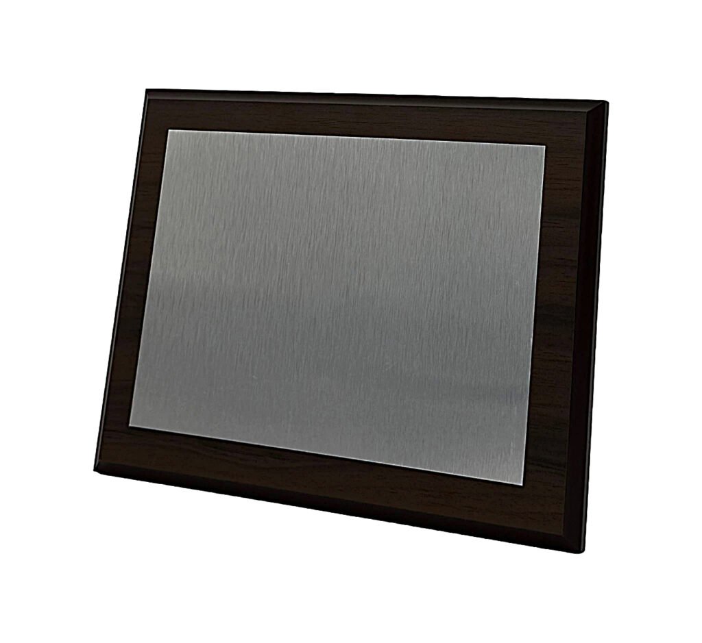 Classic Wooden Plaque with Wide Silver Plate