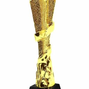 Gold Star Tower Trophy with Ribbon Wrap
