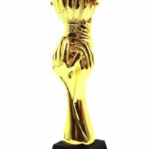 Gold Victory Hand Cup Trophy on Black Base