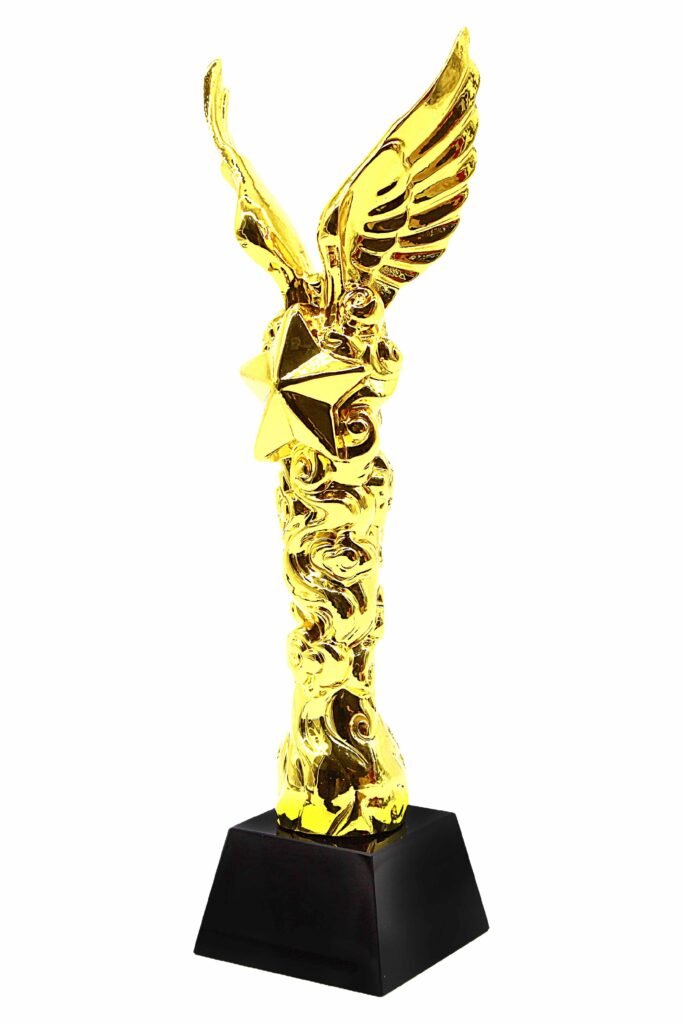Gold Eagle Trophy on Sculpted Column